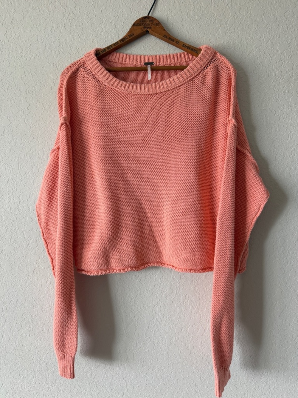 Free People Coral Cropped Crewneck Sweater